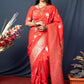 Trendy Saree Banarasi Silk Red Weaving Saree