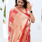 Traditional Saree Pure Silk Red Bandhej Saree