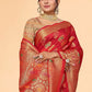 Trendy Saree Organza Red Patch Border Saree