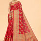 Trendy Saree Organza Red Patch Border Saree