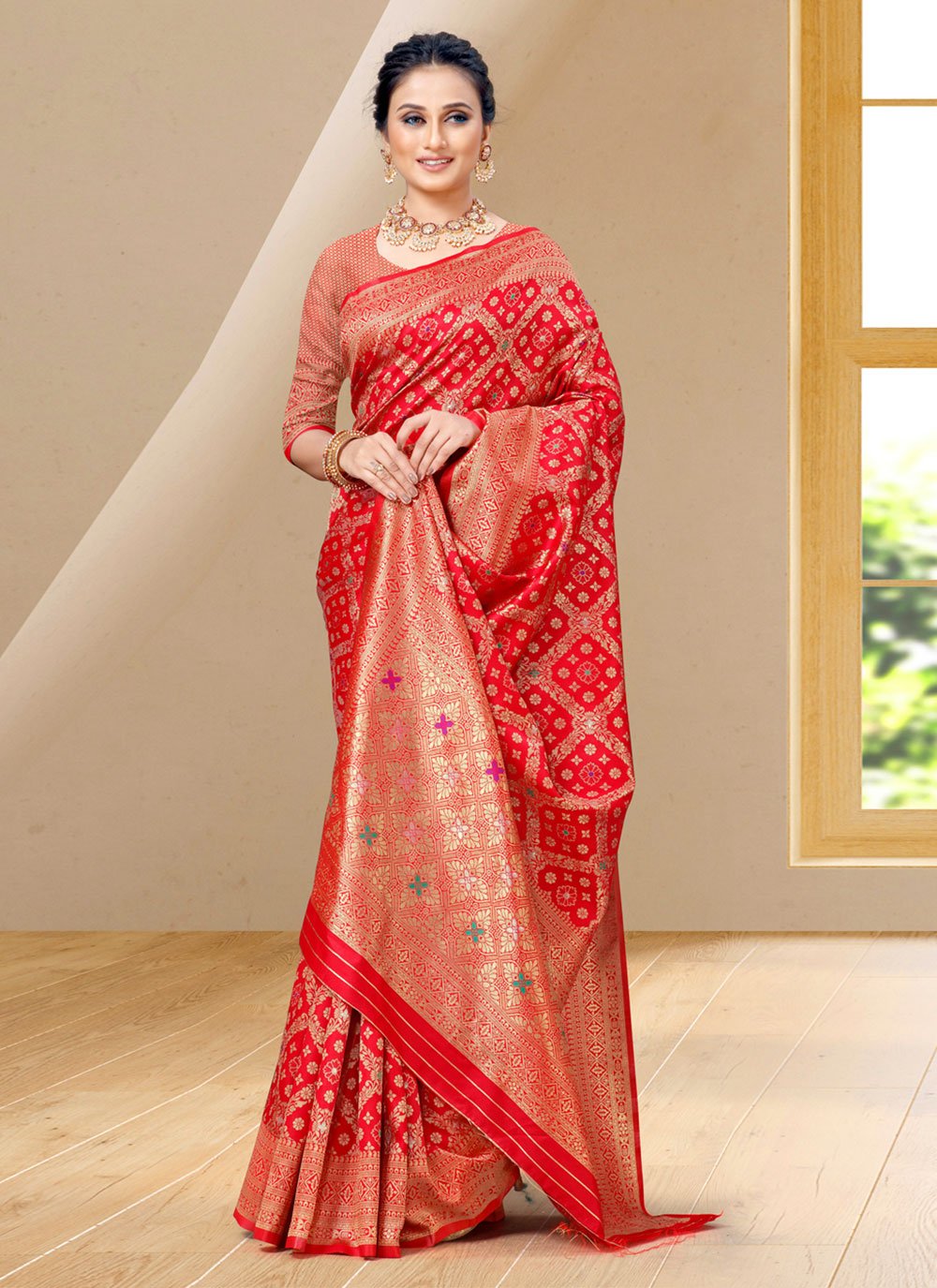 Classic Silk Red Woven Saree