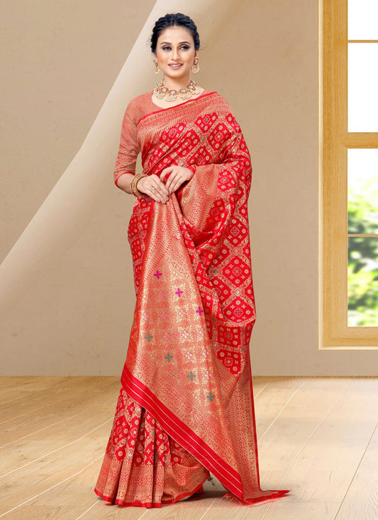 Classic Silk Red Woven Saree