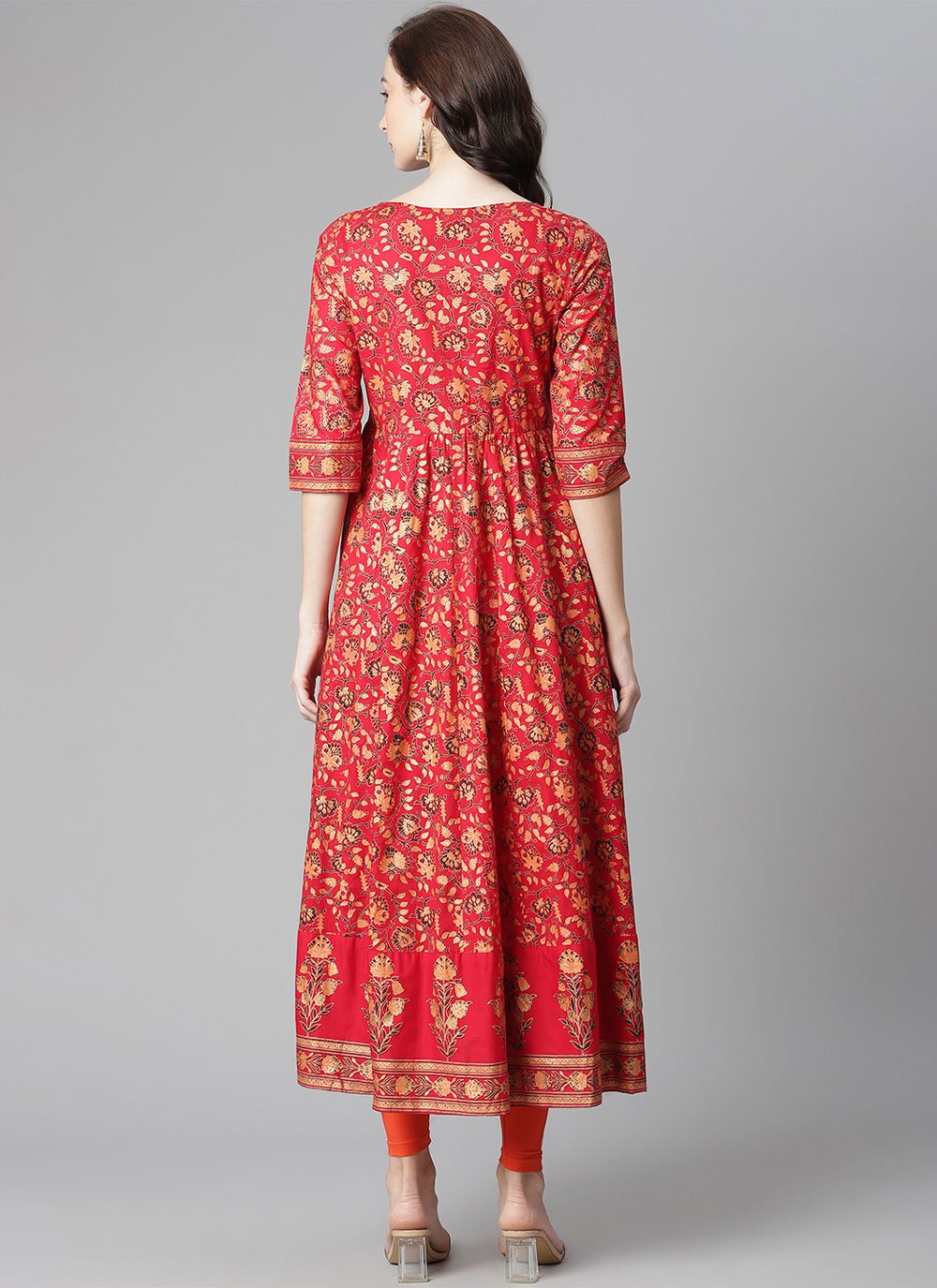 Casual Kurti Cotton Red Print Kurtis