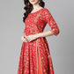 Casual Kurti Cotton Red Print Kurtis