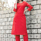 Casual Kurti Cotton Red Embroidered Kurtis