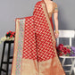 Contemporary Silk Red Jacquard Work Saree