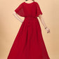 Designer Gown Georgette Red Embroidered Gown