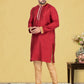 Kurta Pyjama Fancy Fabric Red Fancy Work Mens