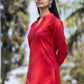 Party Wear Kurti Cotton Red Plain Kurtis