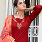 Salwar Suit Rayon Red Embroidered Salwar Kameez