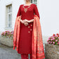 Salwar Suit Rayon Red Embroidered Salwar Kameez