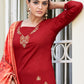 Salwar Suit Rayon Red Embroidered Salwar Kameez