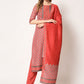 Straight Salwar Suit Muslin Red Embroidered Salwar Kameez