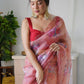 Classic Organza Red Digital Print Saree