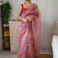 Classic Organza Red Digital Print Saree