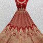 A Line Lehenga Velvet Red Diamond Lehenga Choli