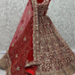 A Line Lehenga Velvet Red Dori Work Lehenga Choli