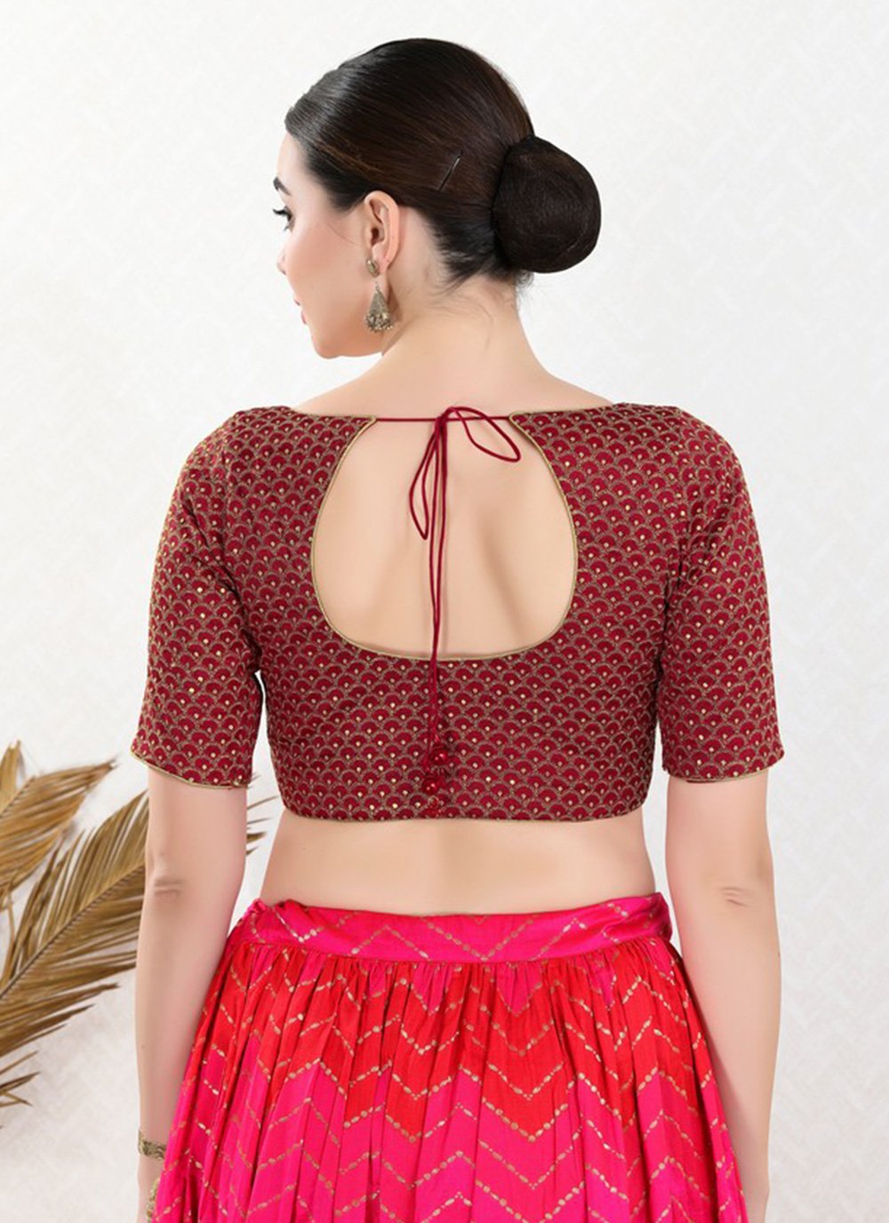 Blouse Art Silk Red Embroidered Blouse