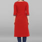 Casual Kurti Faux Crepe Red Floral Patch Kurtis