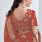 Classic Shimmer Georgette Red Sequins Saree