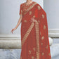 Classic Shimmer Georgette Red Sequins Saree