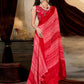 Designer Chinon Red Print Saree