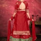 Palazzo Salwar Suit Art Silk Red Woven Salwar Kameez