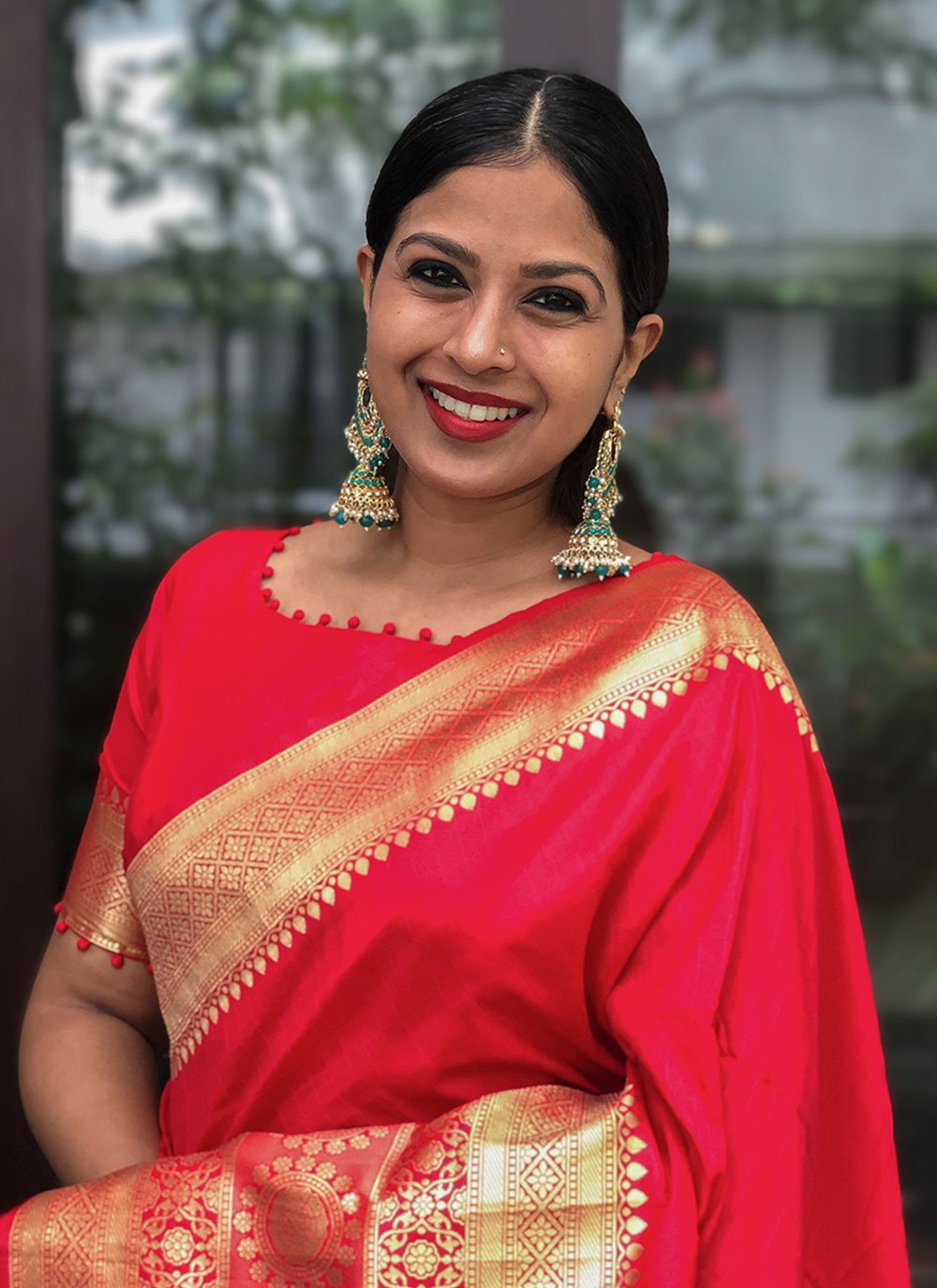 Trendy Saree Silk Red Weaving Saree