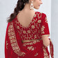 Contemporary Shimmer Red Embroidered Saree