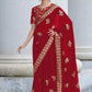 Contemporary Shimmer Red Embroidered Saree