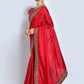 Contemporary Vichitra Silk Red Embroidered Saree