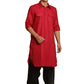 Kurta Pyjama Cotton Red Plain Mens