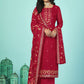 Salwar Suit Organza Red Diamond Salwar Kameez