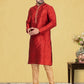 Kurta Pyjama Dupion Silk Red Fancy Work Mens