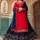 A Line Lehenga Faux Crepe Red Embroidered Lehenga Choli