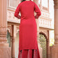 Palazzo Salwar Suit Rayon Red Embroidered Salwar Kameez