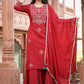 Palazzo Salwar Suit Rayon Red Embroidered Salwar Kameez