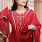 Palazzo Salwar Suit Rayon Red Embroidered Salwar Kameez