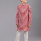 Kurta Pyjama Cotton Silk Red Embroidered Kids