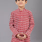 Kurta Pyjama Cotton Silk Red Embroidered Kids