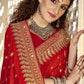 Designer Vichitra Silk Red Diamond Saree