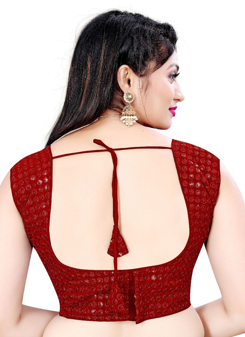 Designer Blouse Georgette Red Embroidered Blouse