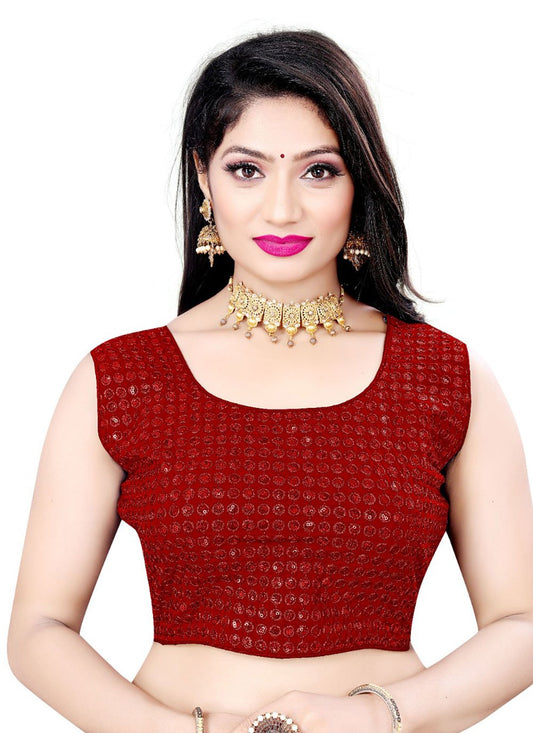 Designer Blouse Georgette Red Embroidered Blouse