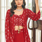 Readymade Lehenga Choli Georgette Red Embroidered Lehenga Choli