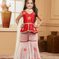 Sharara Set Art Silk Red Embroidered Kids