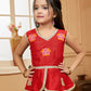 Sharara Set Art Silk Red Embroidered Kids