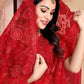 Contemporary Net Red Embroidered Saree