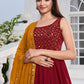 Salwar Suit Georgette Red Embroidered Salwar Kameez