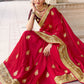 Classic Vichitra Silk Red Embroidered Saree