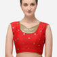Designer Blouse Silk Red Embroidered Blouse